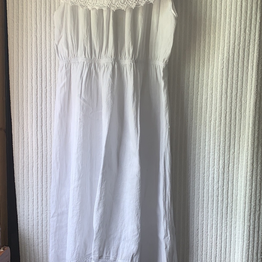 Seaspice Peruvian White Lace Off-Shoulder Midi Dress 100% Cotton Size xlarge - Picture 2 of 10